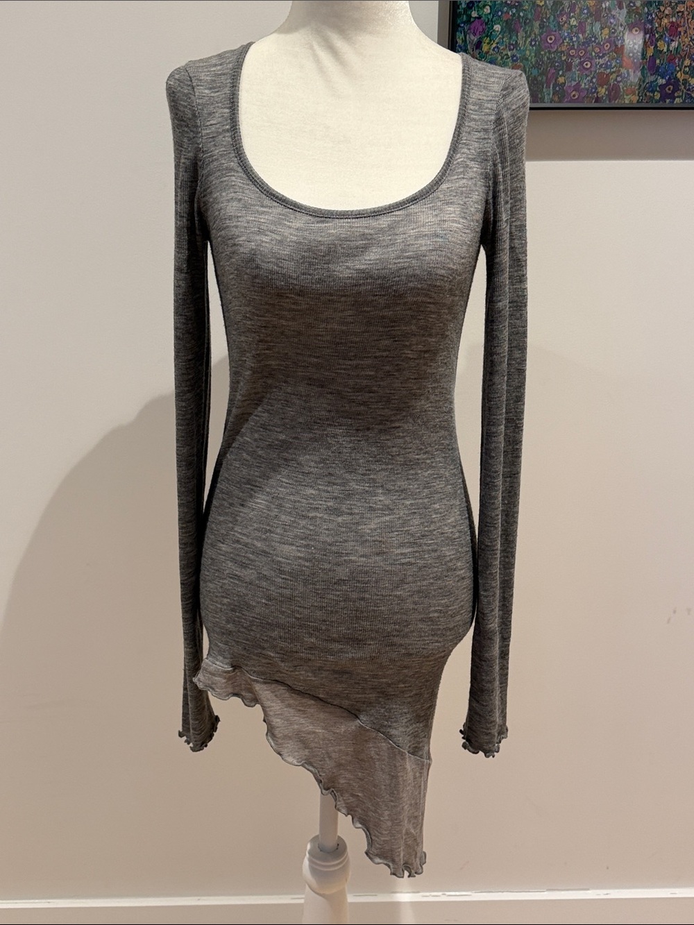 Elizabetta Franchi for Celyn b Gray Long-Sleeve Scoop Neck Asymmetric Tunic